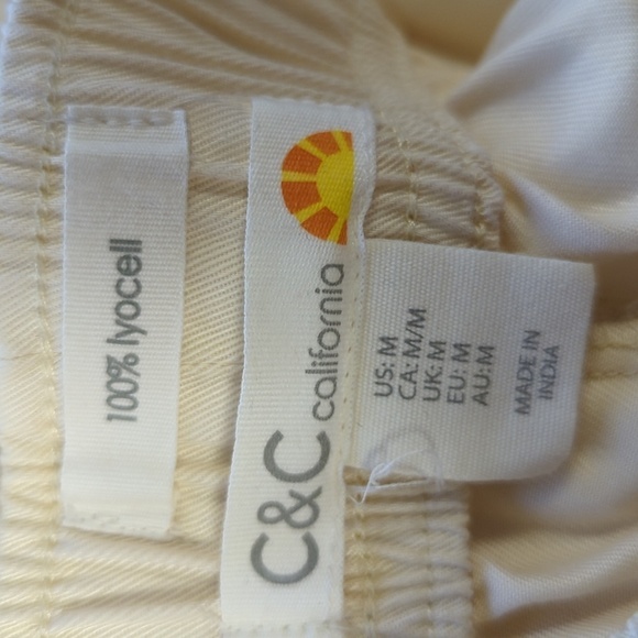 C&C California Wide Leg Lyocell Pant Yellow M coastal grandma preppy beach - Picture 5 of 6